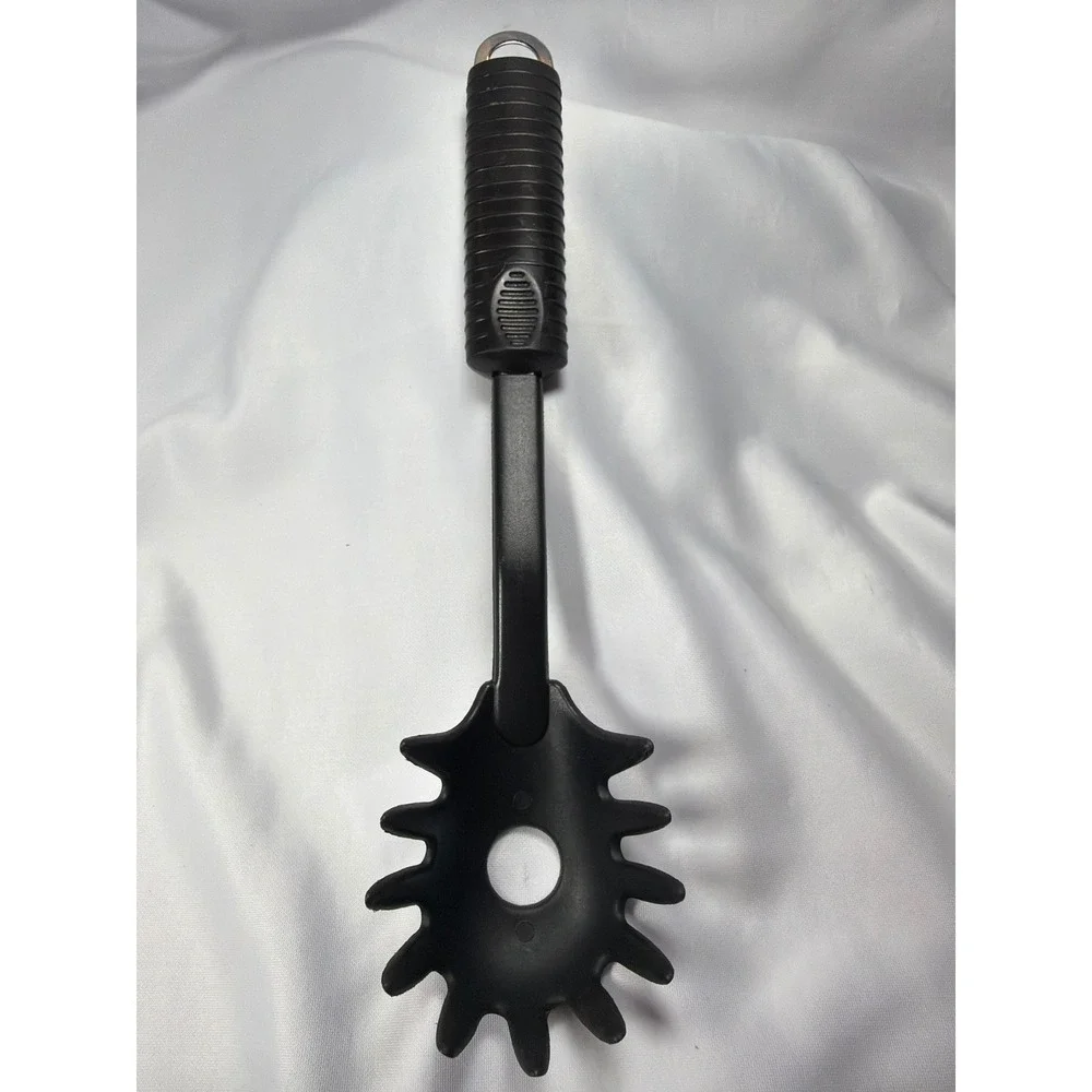 Kitchen Heat Resistant Nylon Spaghetti Server Pasta Fork Tool Black Minimalist